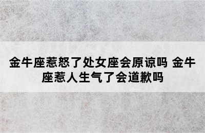 金牛座惹怒了处女座会原谅吗 金牛座惹人生气了会道歉吗